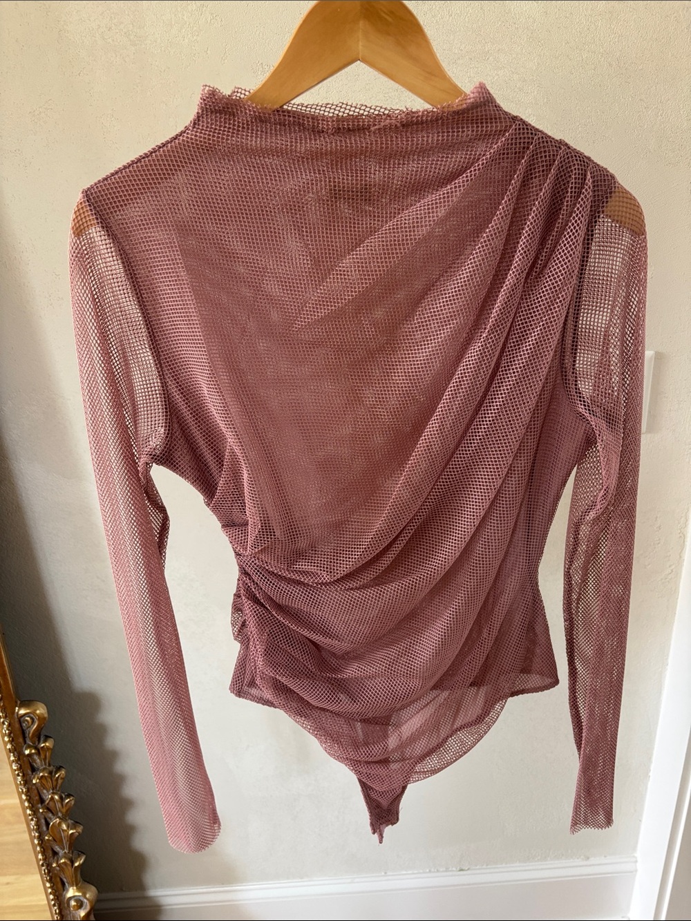 Free People Dusty Rose Sheer Mesh Long-Sleeve Top